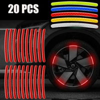 20pcs Car Wheel Hub Reflective Sticker High Reflective Stripes Tape for Motorcycle Bicycle Car Wheel Decoration Luminous Strips