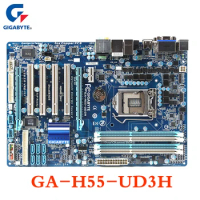 100% Gigabyte GA-H55-UD3H Motherboard For Intel H55 DDR3 SATA II 16B LGA1156 H55 UD3H Desktop Mainboard Systemboard Can OC Used