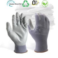 24 Pieces/12 Pairs Anti Slip Security Protective PU Coated Nylon Labor EN388 Construction Industrial Safety Work Gloves