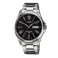 CASIO 經典復古羅馬簡約指針紳士腕錶-銀色X黑面(MTP-1384D-1)/42mm