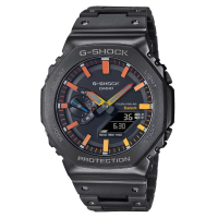 【CASIO 卡西歐】G-SHOCK 彩虹光譜 太陽能智慧藍芽 全金屬八角形雙顯錶-黑(GM-B2100BPC-1A)