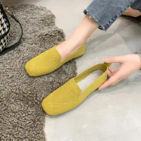 2024 Women's Flat Shoes Spring Summer New Square Toe Mesh Daily Loafers Breathable Flats Driving Shoes Casual Slip on Boat Shoes