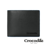Crocodile鱷魚皮件 真皮短夾 男生皮夾 8卡雙鈔票 Titan2系列-0103-10504-黑色