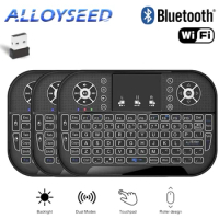Backlight Mini 2.4G Keyboard Bluetooth Air Mouse Wireless Touchable Remote Control with USB Receiver for Android Smart TV Box PC