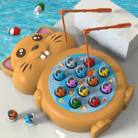 【Xrystal】 Children's Hamster Fishing Plate Toy Cartoon Mouse Fishing Fish Educational Toy Baby Pa