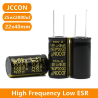 2PCS JCCON 25v22000uf 22x40mm Aluminum Electrolytic Capacitor High Frequency Low ESR Low Resistance Capacitors
