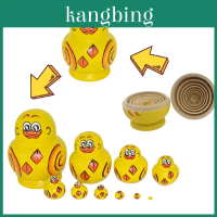 10pcs Wooden Duckie Stacking Dolls Handcrafted Russian Matryoshka Toy Home Decor Gift
