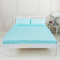 【米夢家居】台灣製造-100%精梳純棉(雙人5尺床包三件組-北極熊藍綠)