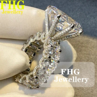 Luxury 10 Carat Oval shape Solid 9K Au375 White Gold Ring DVVS Moissanite Diamonds Wedding Party Engagement Anniversary Ring