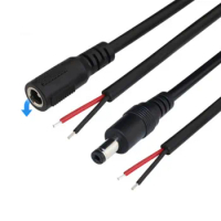 1m 20 AWG 5A 2 wire DC male Female Power supply Pigtail extend Cable 5.5x2.1mm Jack Cord Connector For CCTV Camera Moniter t1