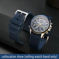 For Citizen Blue Angel AT8020 first generation watchband AT8020-54L fluoro rubber Strap waterproof blue watch band accessories