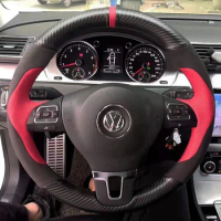Custom Car Steering Wheel Cover For Volkswagen VW Tiguan Lavida Passat B7 Jetta Mk6 MK5 Auto Interior Accessories Steering Wrap