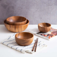 Lớn Mì ăn liền Bằng gỗ Hộ gia đình cho Mì Súp gạo Salad Thùng đựng hàng Mì ramen Bát gỗ Bộ đồ ăn bát