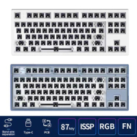 MK870 RGB LED Mechanical Keyboard RGB Backlit LED Hot Swappable Socket Keyboard DIY Type-C FL.CMMK Satellite Shaft PC Kit