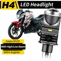1pc H4 LED Projector Headlight Motorcycle 25W 50000LM Lens with Fan Cooling Car Hi Lo Beam Bulb For Haojue DF150