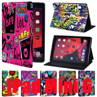 Tablet Case for IPad Mini 6 Case 2021 IPad Mini 6th Generation 8.3 Inch Graffiti Art Pattern Leather Stand Protective Case