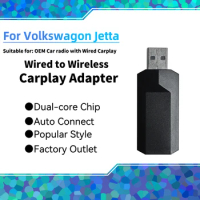 Plug and Play Apple Carplay Adapter for VW Volkswagon Jetta New Mini Smart AI Box USB Dongle Car OEM Wired Car Play To Wireless