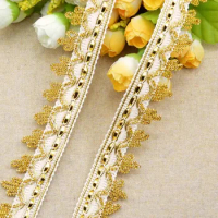 5Meters Sewing Lace Trim Gold White Centipede Braided Lace Edge Ribbon Home Party Decoration DIY Clothes Curve Lace Accessories