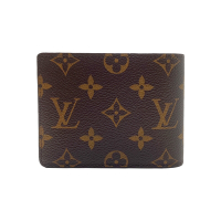 Louis Vuitton LV路易威登 Multiple 帆布交叉六卡對開短夾(M60895-咖)