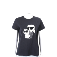 KARL LAGERFELD IKONIK 2.0 卡爾 老佛爺貓咪側身印花黑色純棉短袖TEE T恤