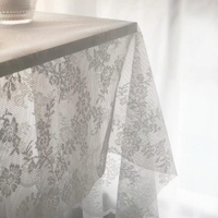 ins網紅款復古鏤空玫瑰桌布蕾絲桌布茶幾野餐布網紗拍照背景布