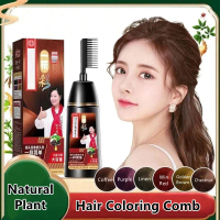 Plant Hair Dye Hair Color Shampoo 3 in 1 Hair Dye Comb Pewarna Rambut Hair Color Comb Natural Colour