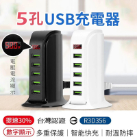 【電壓電流顯示】5孔4A USB充電器/充電座/家用旅行插座