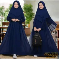 Goldie Shop Gamis Syari Anak ABG Zarina + JILBAB 10 - 13 tahun / Gamis Anak Cewek / Gamis Polos Anak