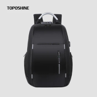 Toposhine Reflective Strip Men Backpack Aluminum Handle Anti Theft Lock Business Backpack Charging USB 15.6 Inch Laptop Backpack