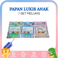 Mainan edukasi Papan lukis set melukis anak dengan stand EASEL mewarnai cat air