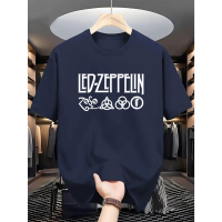 T-Shirt Logo Led Zeppelin dan Cetakan Ahli Lelaki - Menampilkan rekaan grafik eksklusif ahli kumpula