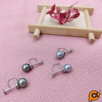 Sipress 日本進口925純銀單顆黑珍珠夾式耳環