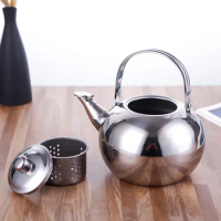 Portable Tea Kettle With Strainer Gas Stove Boiled Kettle Stainless Steel Teapot Whistling Kettle Large Capacity TeaKettle