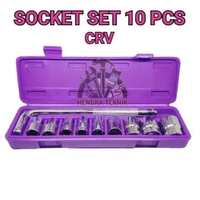 KUNCI SOK SET 10PC CHROME VANADIUM MIRROR CRV KUNCI SOCK L SET BOX PLASTIK SOCKET SET