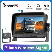 Podofo 7" Car Mirror Night Vision Reverse Camera IP69 Waterproof HD Camera IPS Screen for Car Truck Bus Trailer Dashboard