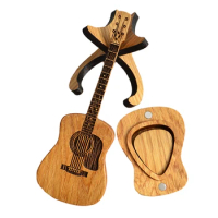 Wooden Guitar Pick Case With Stand, 3 Unique Guitar Pick Cases, Guitar Shape Guitar Pick Case Easy Install