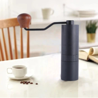 comandante mini camping handheld eco friendly wood handle portable conical metal flat burr black manual coffee grinder