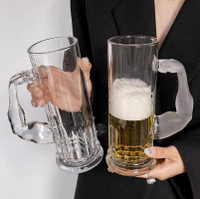 大力士杯磨砂帶把玻璃杯大容量果汁杯小眾高顏值創意啤酒杯【繁星小鎮】