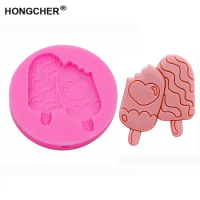New Ice cream shape lollipop silicone shape mold fondant cake chocolate kitchen cooking tool decoration resin clay mold