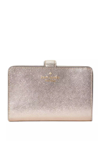 Kate Spade Kate Spade Glimmer Metallic Saffiano Medium Compact Bifold Wallet - Glittering Rose