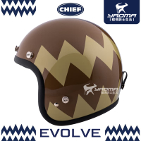 CHIEF 安全帽 EVOLVE 瑪奇朵 鋸齒圖案 復古帽 雙D扣 3/4罩 耀瑪騎士機車部品