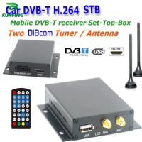 12~24V Car DVB-T TV box Diversity 2 Antenna MPEG2 MPEG4 H.264 STB