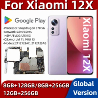 5G Motherboard for Xiaomi 12X, 2112123AG, Unlocked Logic Board, with Google Playstore Installed, 128GB, 256GB Global ROM