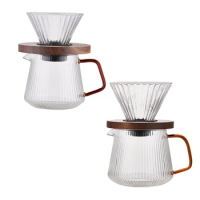 Hand Pour Coffee Sharing Pot Coffee Server Coffee Maker Brewing Cup V02 Glass Coffee Funnel Drip Coffee Set A