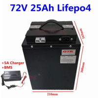 72V 25Ah lifepo4 battery not 72V 20Ah Lithium battery for 1500W 2000W 72V ebike scooter golf cart motorcycle +5A Charger