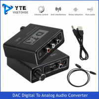 YIGETOHDE Hifi DAC Digital To Analog Audio Converter RCA 3.5mm Headphone Amplifier Toslink Optical Coaxial Output Portable DAC