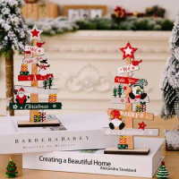 Desktop Christmas Wood Sign Wooden Table Top Christmas Tree with Snowman Santa Claus Reliable Sturdy Christmas Desks Decoration