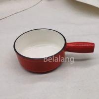 Red Enamel Cast Iron Milk Pot, 16cm
