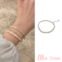 【MISS KOREA】金屬手鍊 珍珠串手鍊/韓國設計碎銀幾兩幾何金屬珍珠串造型手鍊(2款任選)