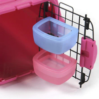 2Pcs Hanging Dog Bowl with Hook Pet Feeder Bowl Food Dispenser Wire Cage Accessories for Pets Puppy Guinea Pigs Water Dish